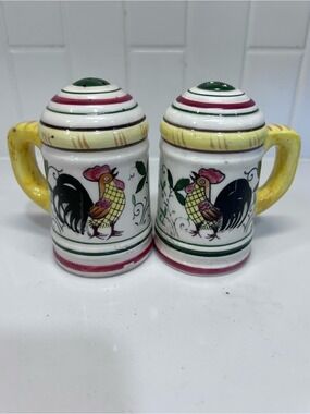 Vintage Early Provincial by Ucago Rooster and Roses Salt and Pepper Shakers